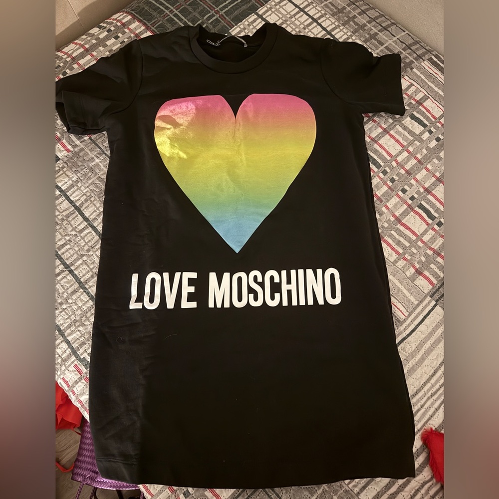 Love Moschino Black Tee with Gradient Heart